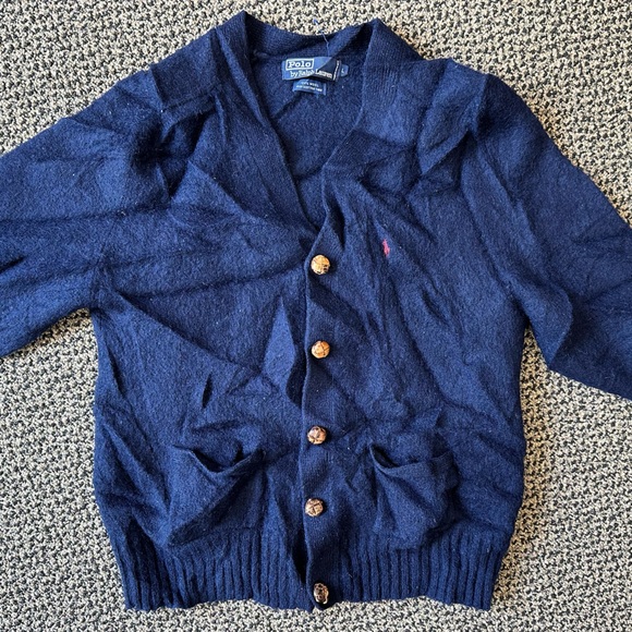 True Vintage POLO Ralph Lauren button down Cardigan - Navy Blue - Picture 1 of 4